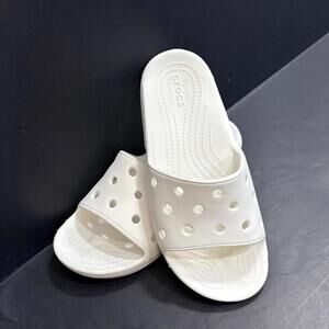 Crocs Iconic Classic Comfort Waterproof White One Strap Sandal Slides Shoe W7 M5